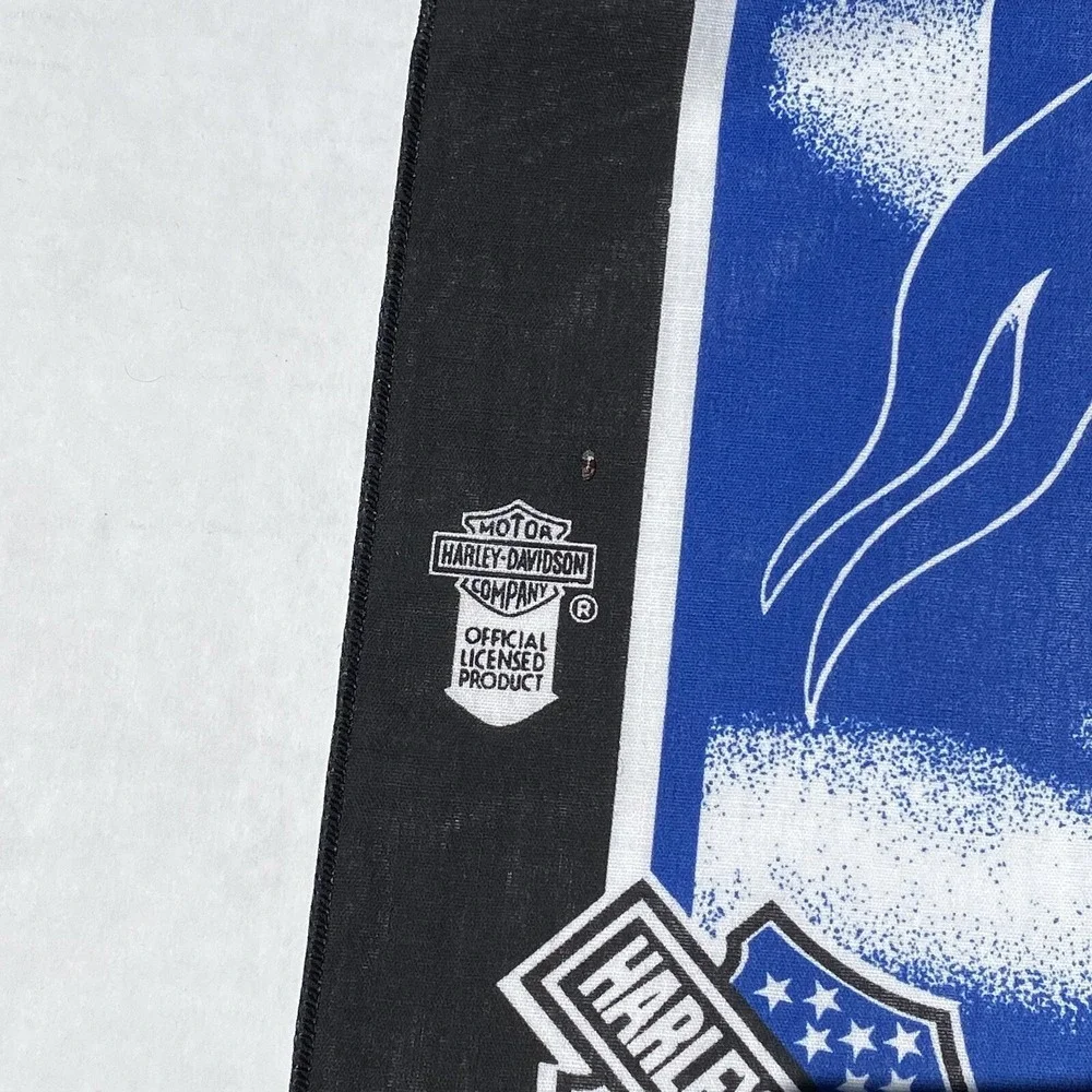 New VTG Harley Davidson Scarf‎ Bandanna Eagle Flag 21
